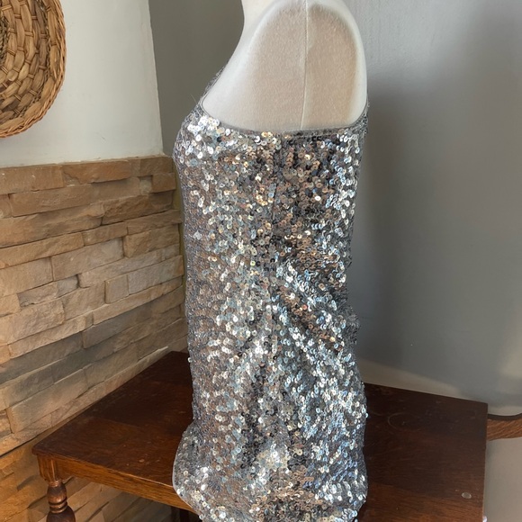 Anna-Kaci Silver Sequin Dress size M - Picture 2 of 7